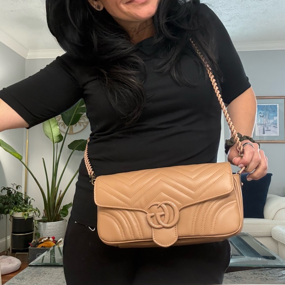 Gucci GG Marmont Matelassé Crossbody | 2 Straps | Chain & Canvas Leather - Picture 4 of 16